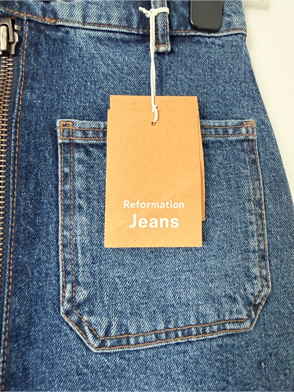 Reformation Blue Denim Zip-Front Mini Skirt - Picture 3 of 5